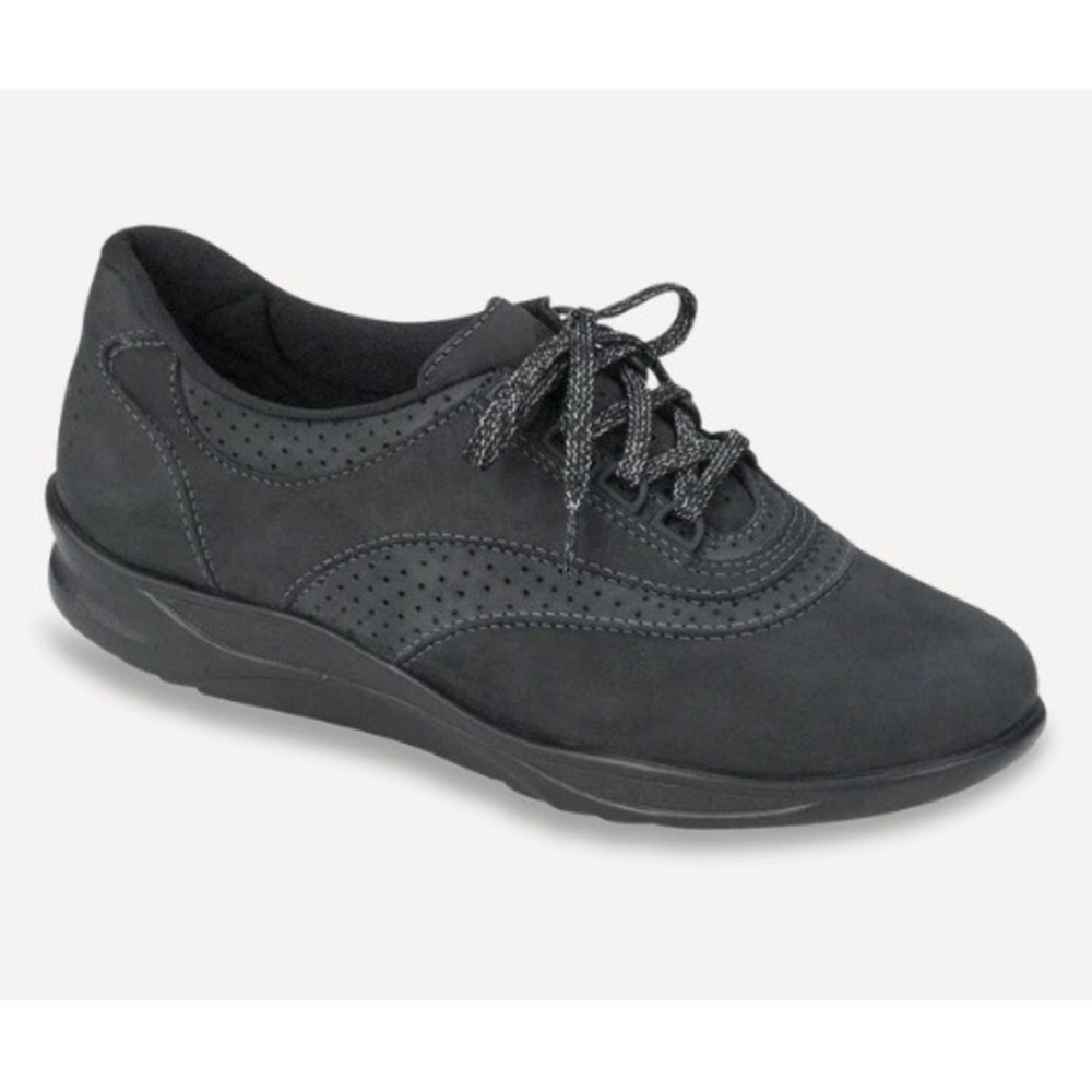 SAS Walk Easy Walking Shoes Neuro Black Suede Lace Up Comfort Sneakers Womens 8M